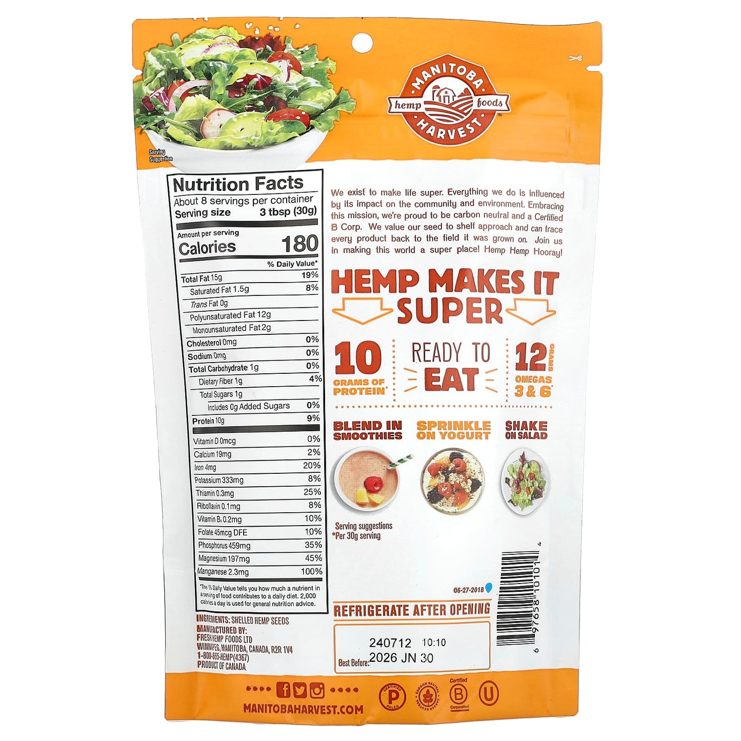 Manitoba Harvest, Hemp Hearts, Shelled Hemp Seeds, 8 oz (227 g) - Image 2