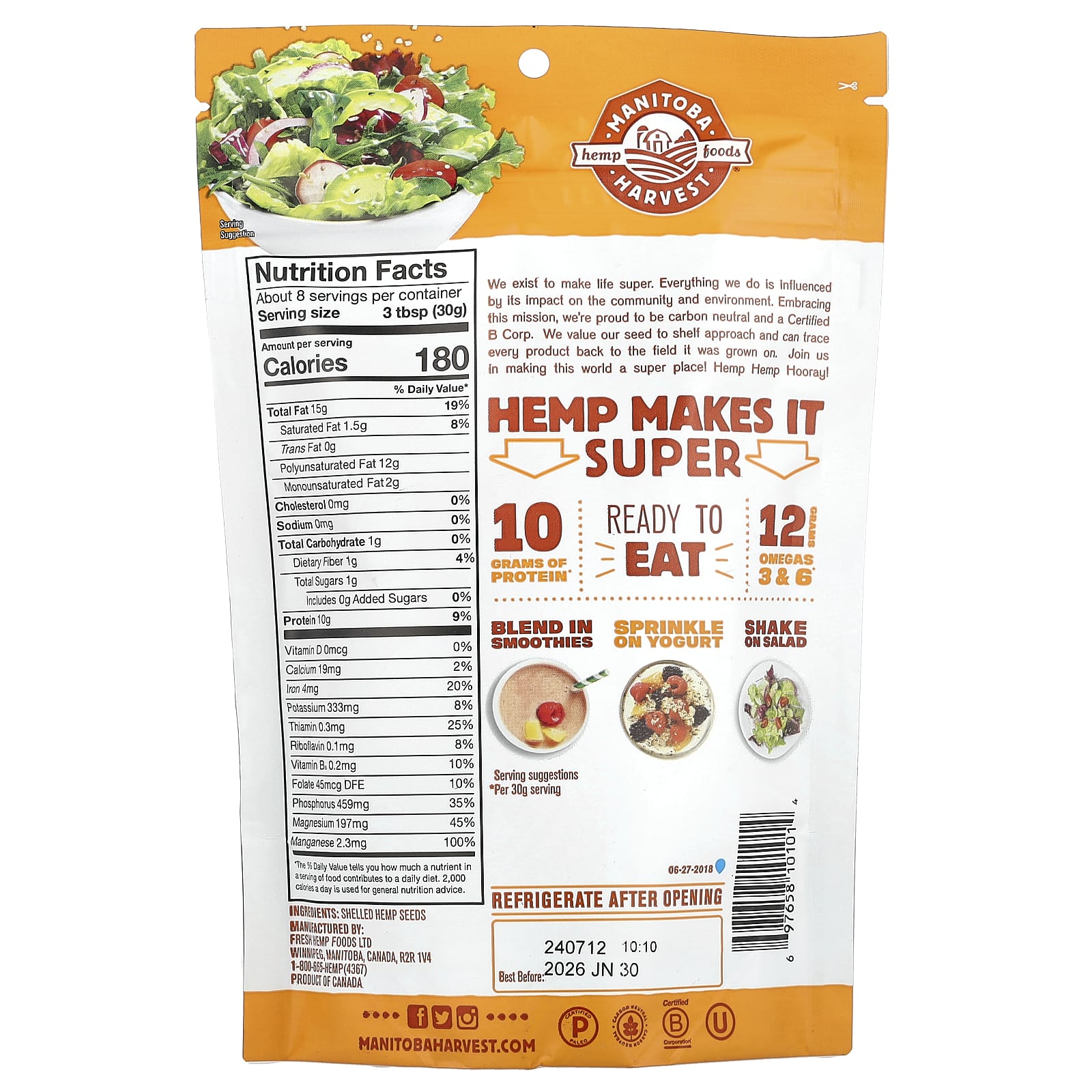 Manitoba Harvest, Hemp Hearts, Shelled Hemp Seeds, 8 oz (227 g) - Image 2
