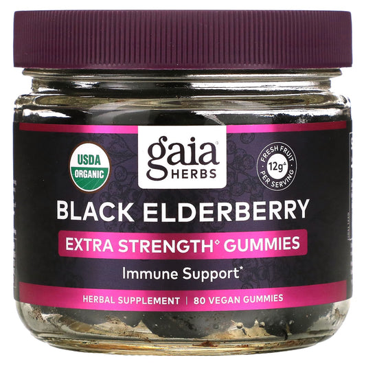 Gaia Herbs Black Elderberry Gummies - Vegan, USDA Organic Immune Support - Image 1