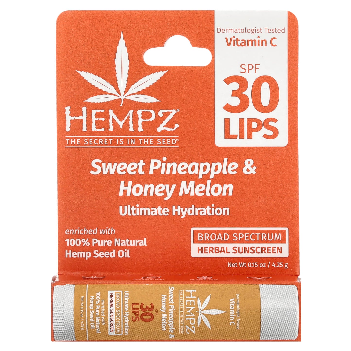 Hempz Herbal Lip Sunscreen with SPF 30, Sweet Pineapple & Honey Melon, 0.15 oz - Image 2