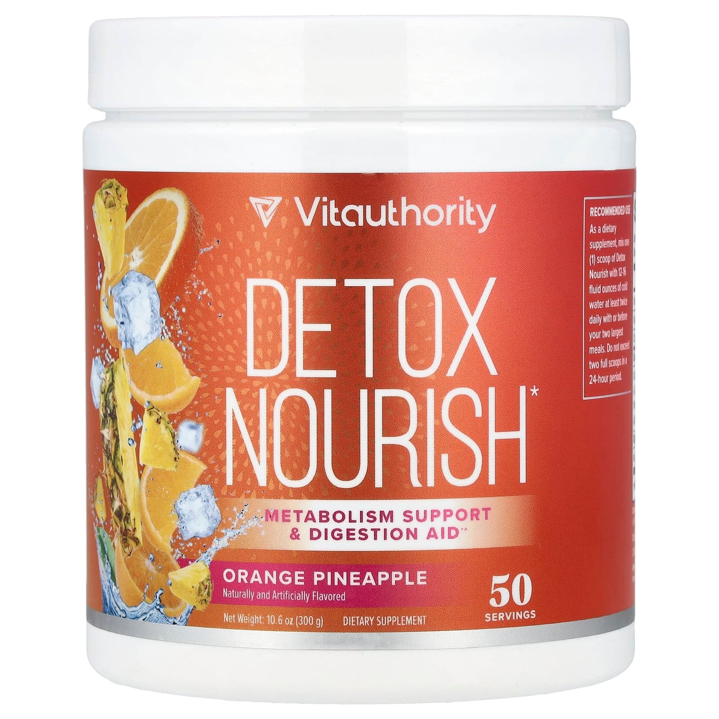 Vitauthority, Detox Nourish, Orange Pineapple, 10.6 oz (300 g) - Image 1