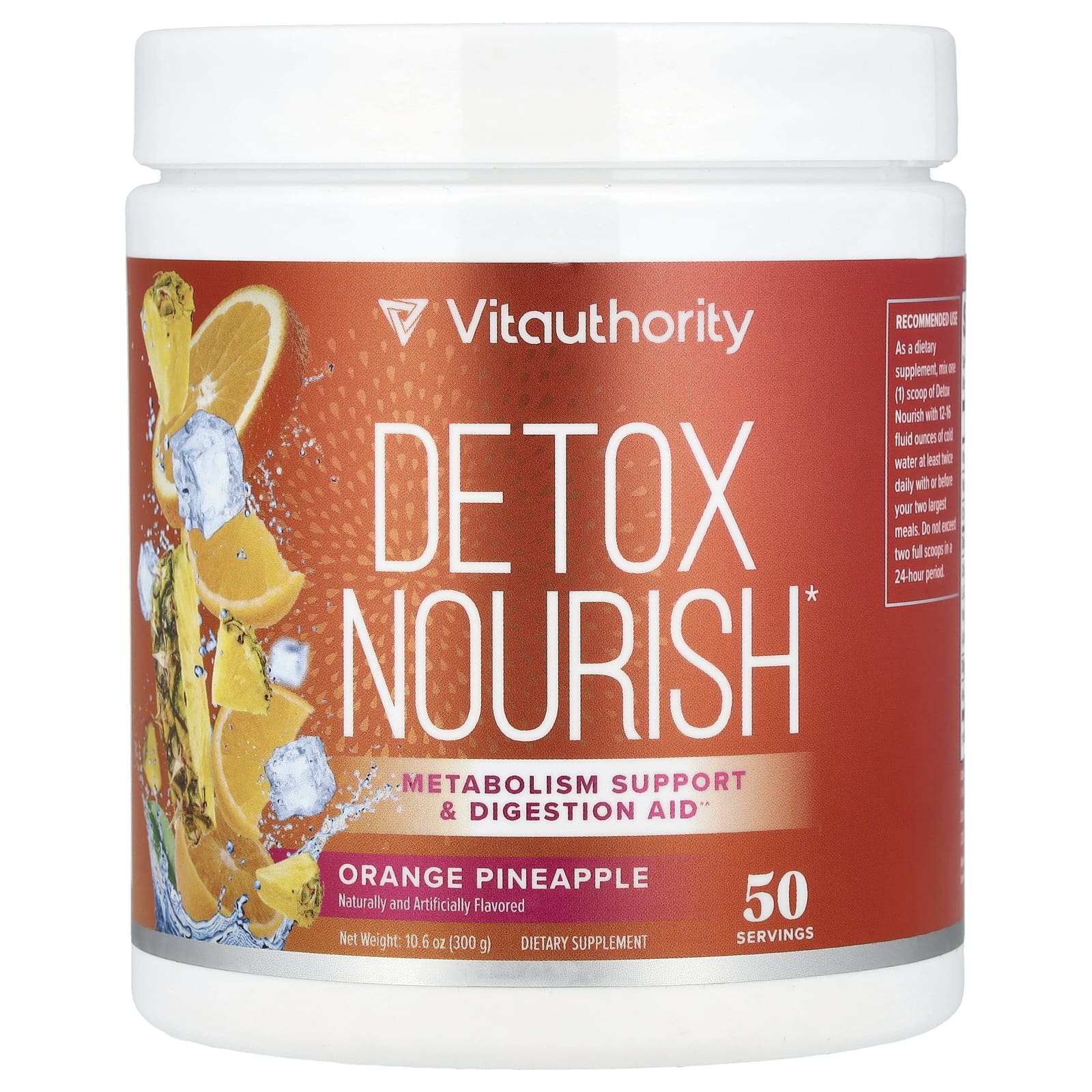 Vitauthority, Detox Nourish, Orange Pineapple, 10.6 oz (300 g) - Image 1