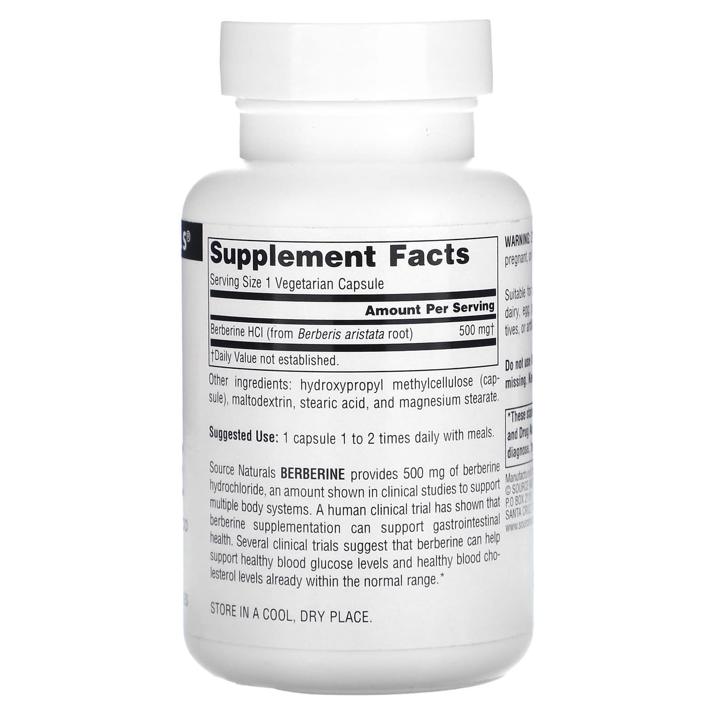 Source Naturals, Berberine, 500 mg, 60 Vegetarian Capsules