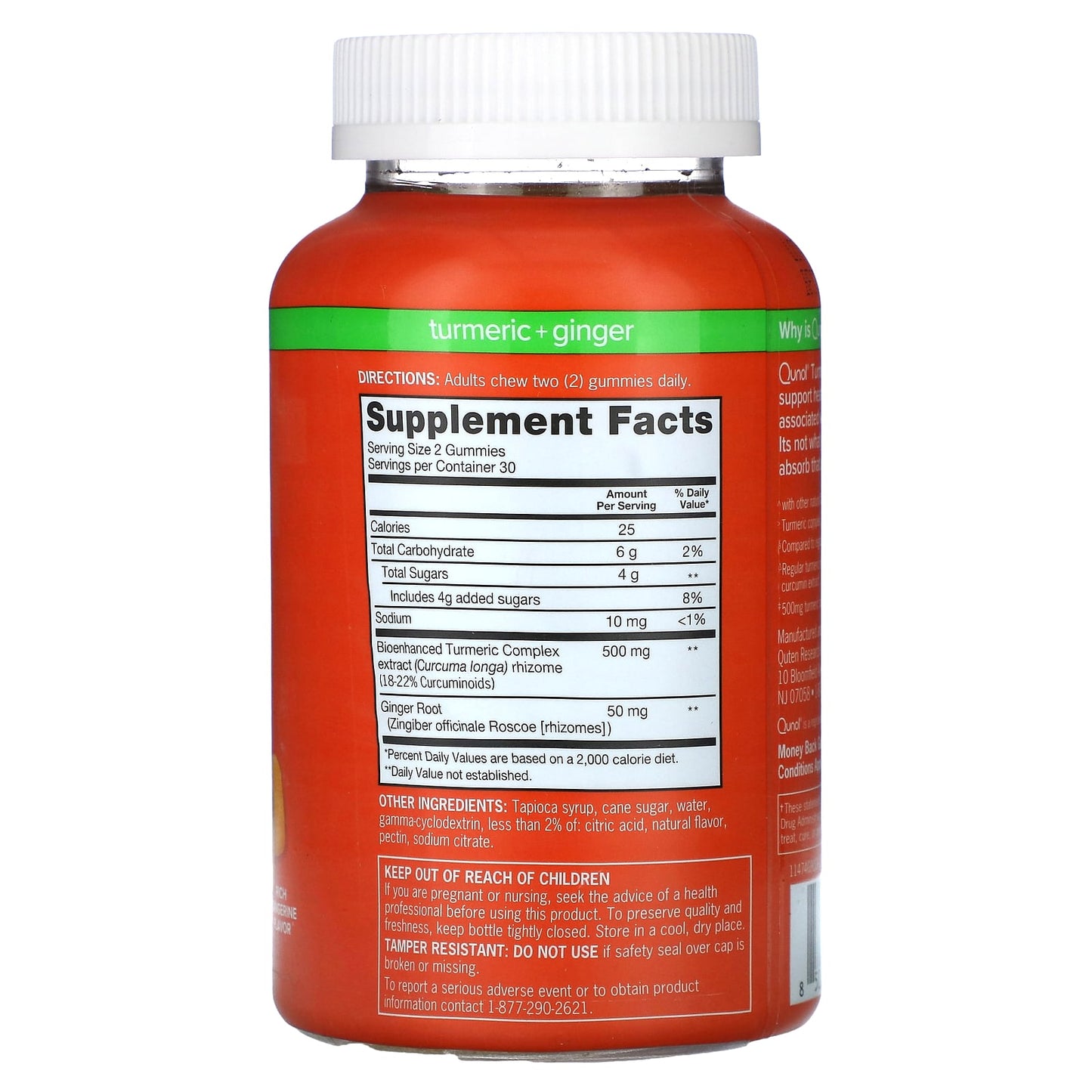 Qunol, Turmeric + Ginger, Rich Tangerine, 550 mg, 90 Gummies (275 mg per Gummy) - Image 2