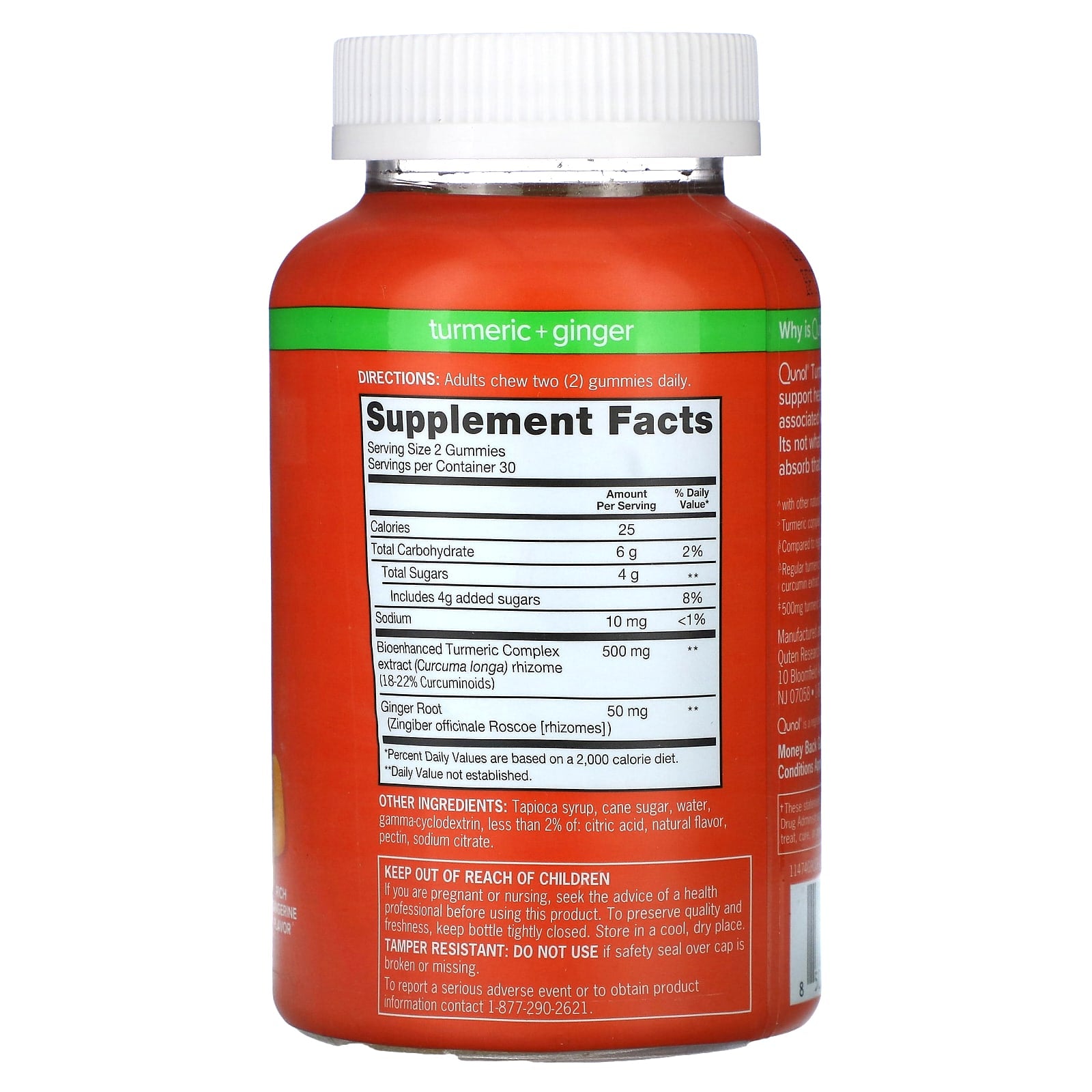 Qunol, Turmeric + Ginger, Rich Tangerine, 550 mg, 90 Gummies (275 mg per Gummy) - Image 2