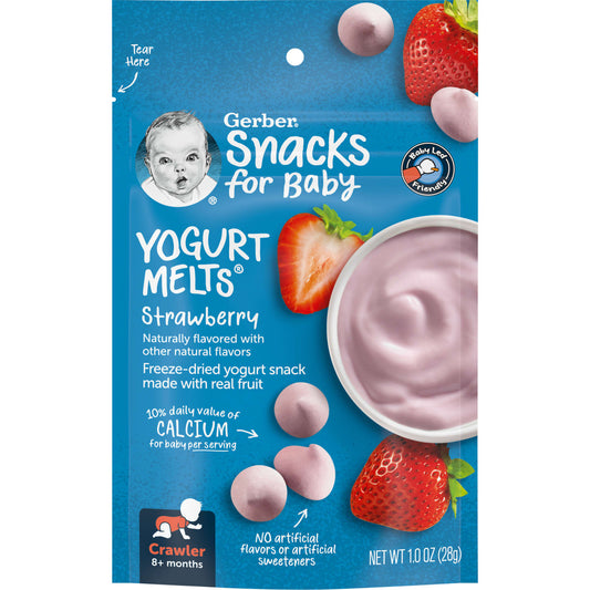 Gerber Strawberry Yogurt Melts Snacks for Babies, 8+ Months, 1 oz (28g) - Image 1