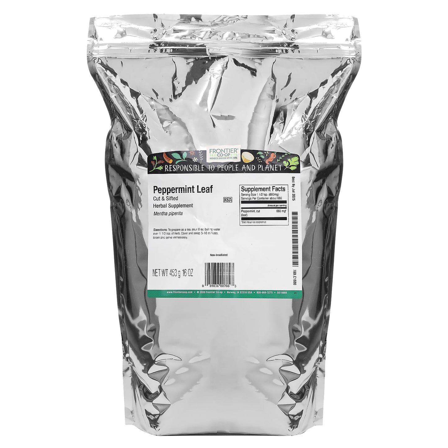 High-Quality Organic Peppermint Leaf Tea - 16 oz by Frontier Co-op - Image 2