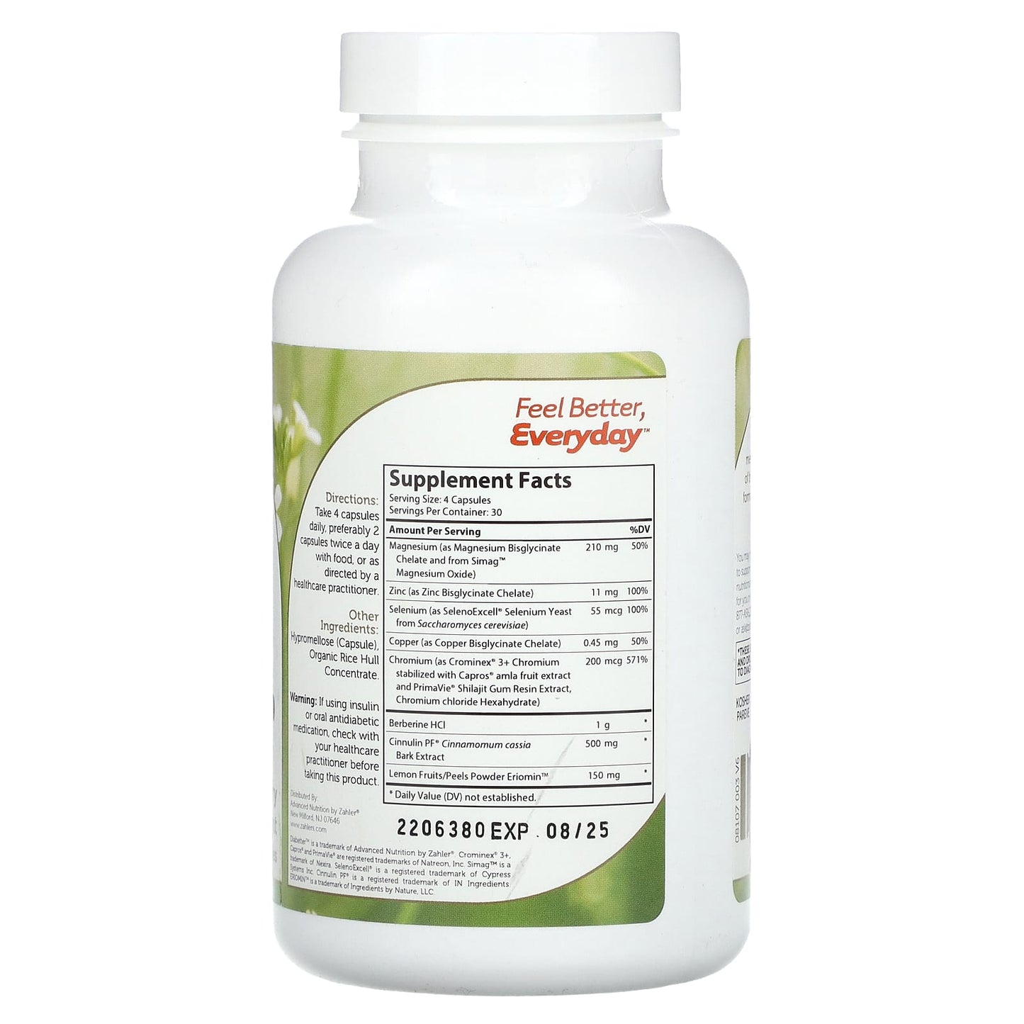 Zahler, Diabetter, Advanced Glucose Support, 120 Capsules - Image 2