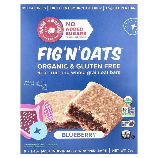 Made in Nature, Fig 'N' Oats®, Blueberry, 5 Individually Wrapped Bars, 1.4 oz (40 g) Each - Image 1