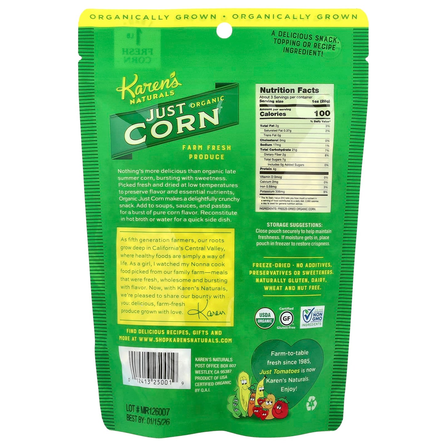 Karen's Naturals, Organic Just Corn®, 3 oz (84 g) - Image 2