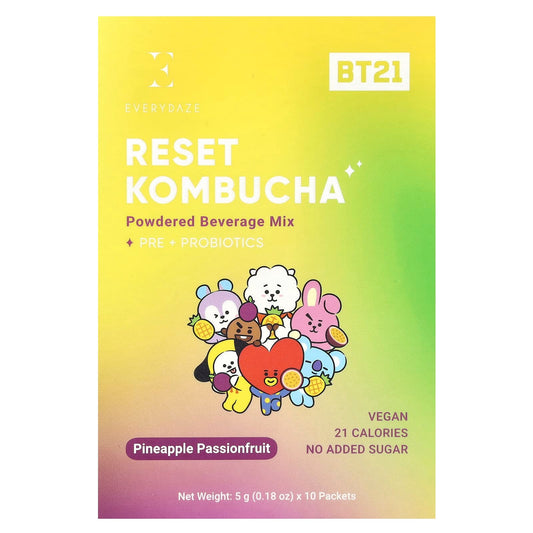 Everydaze Reset Kombucha Powder, Pineapple Passionfruit, 10 Packets, Vegan Probiotics - Image 1