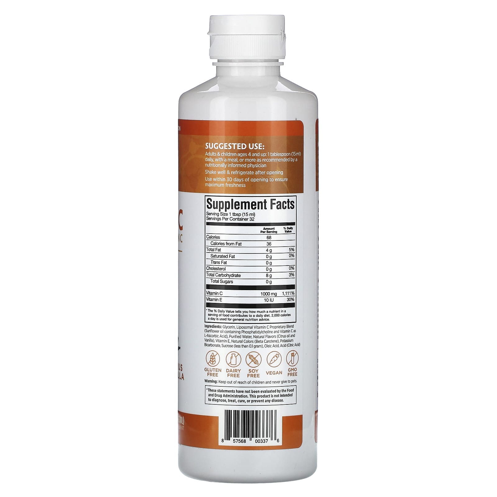 <BrainMD Neuro-C> Citrus Vanilla, 16 fl oz - Advanced Brain Defense Supplement - Image 2