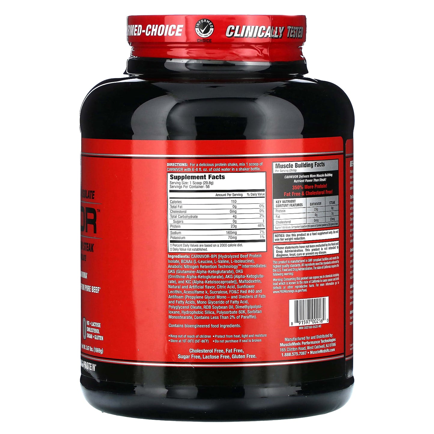 MuscleMeds, Carnivor, Bioengineered Beef Protein Isolate, Fruit Punch, 3.67 lbs (1,669 g) - Image 2