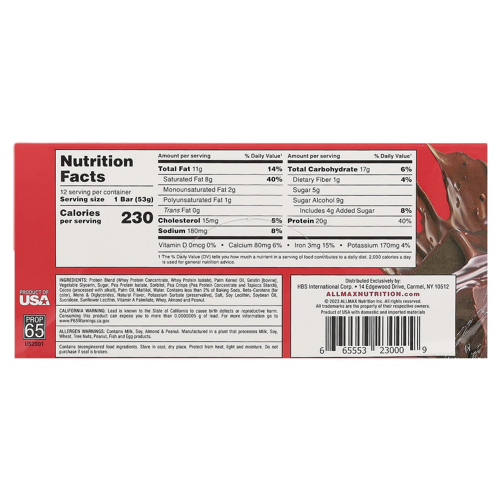 ALLMAX, Hexapro™, Protein Bar, Chocolate Fudge Brownie, 12 Bars, 1.9 oz (53 g) Each
