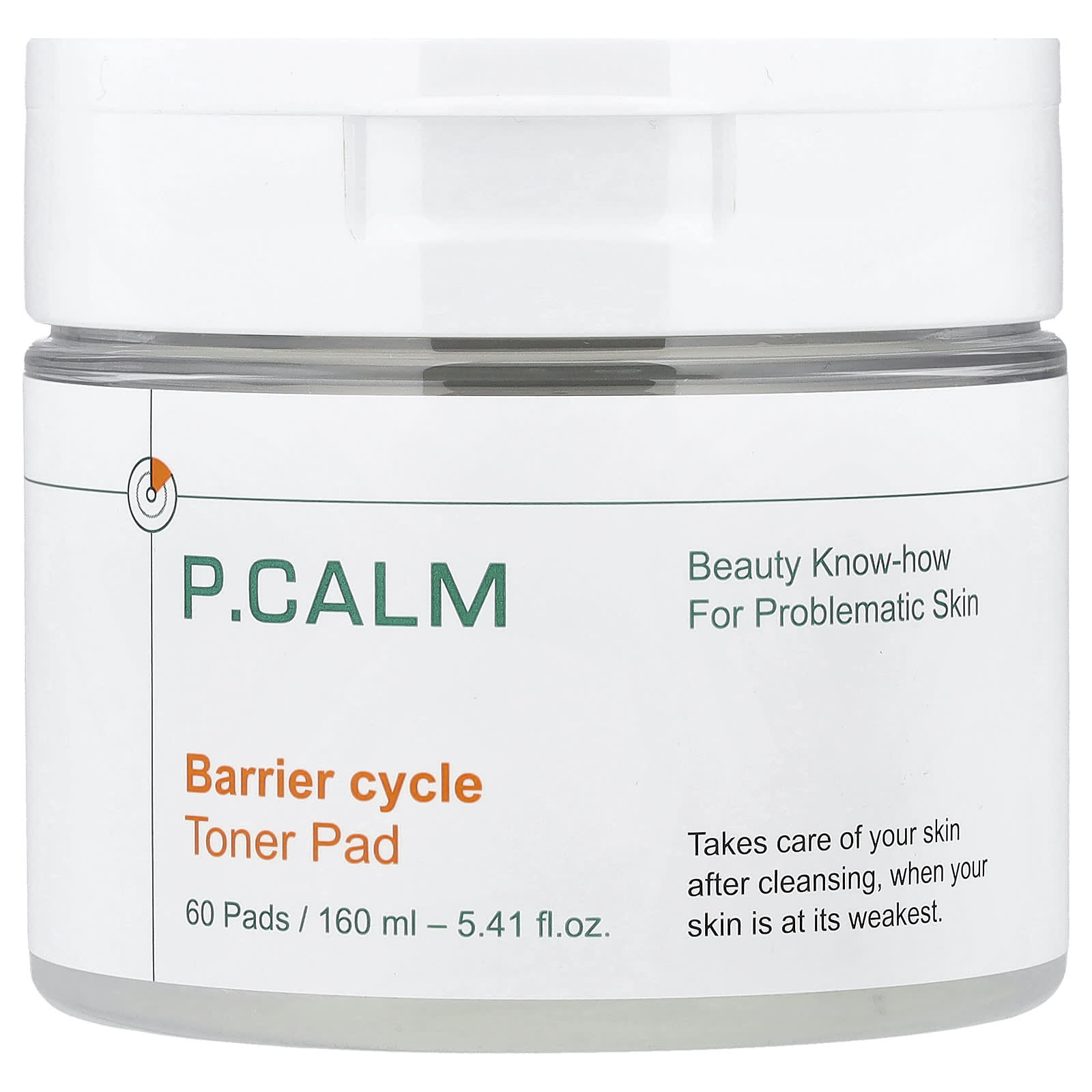 P.CALM, Barrier Cycle Toner Pad, 60 Pads, 5.41 fl oz (160 ml) - Image 1