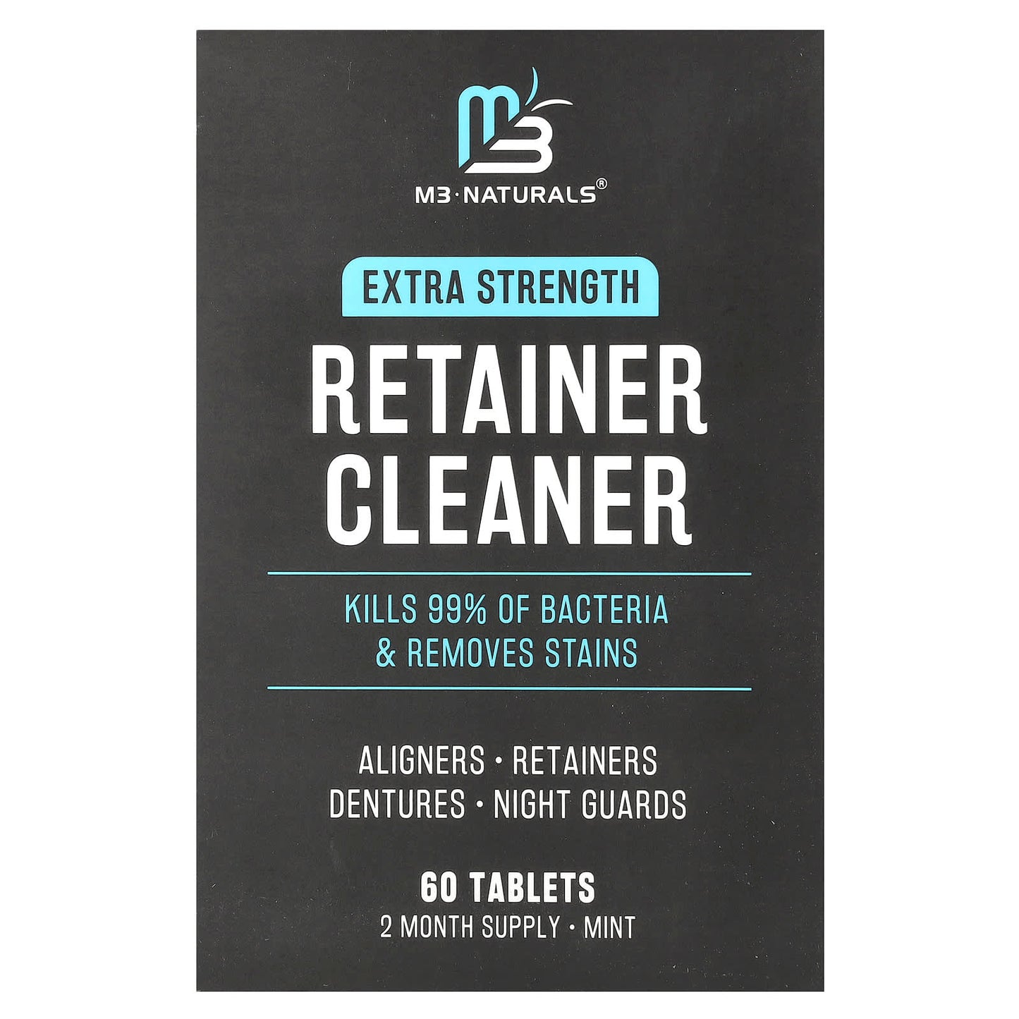 M3 Naturals, Retainer Cleaner, Extra Strength, Mint, 60 Tablets - Image 1