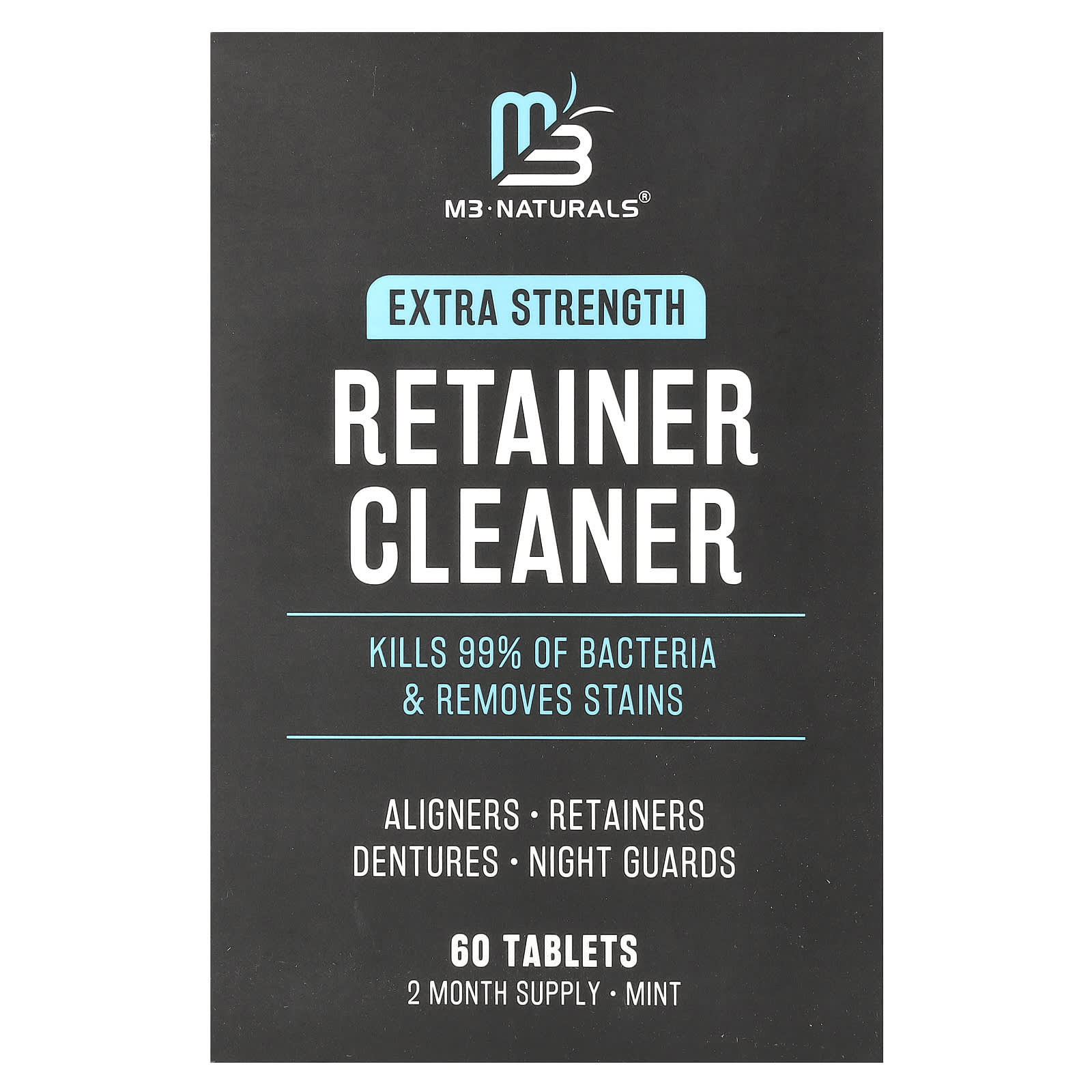 M3 Naturals, Retainer Cleaner, Extra Strength, Mint, 60 Tablets - Image 1
