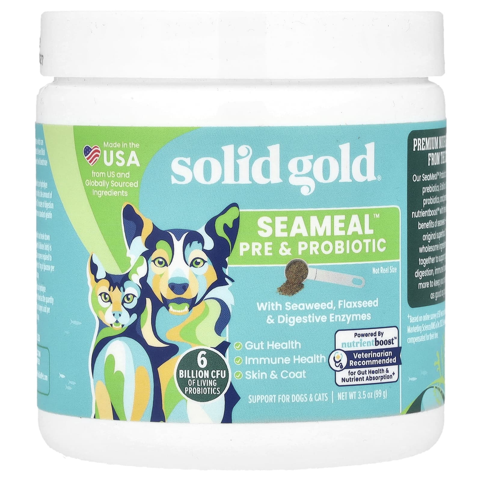 Solid Gold, SeaMeal™ Pre & Probiotic, For Dogs & Cats, 3.5 oz (99 g) - Image 1