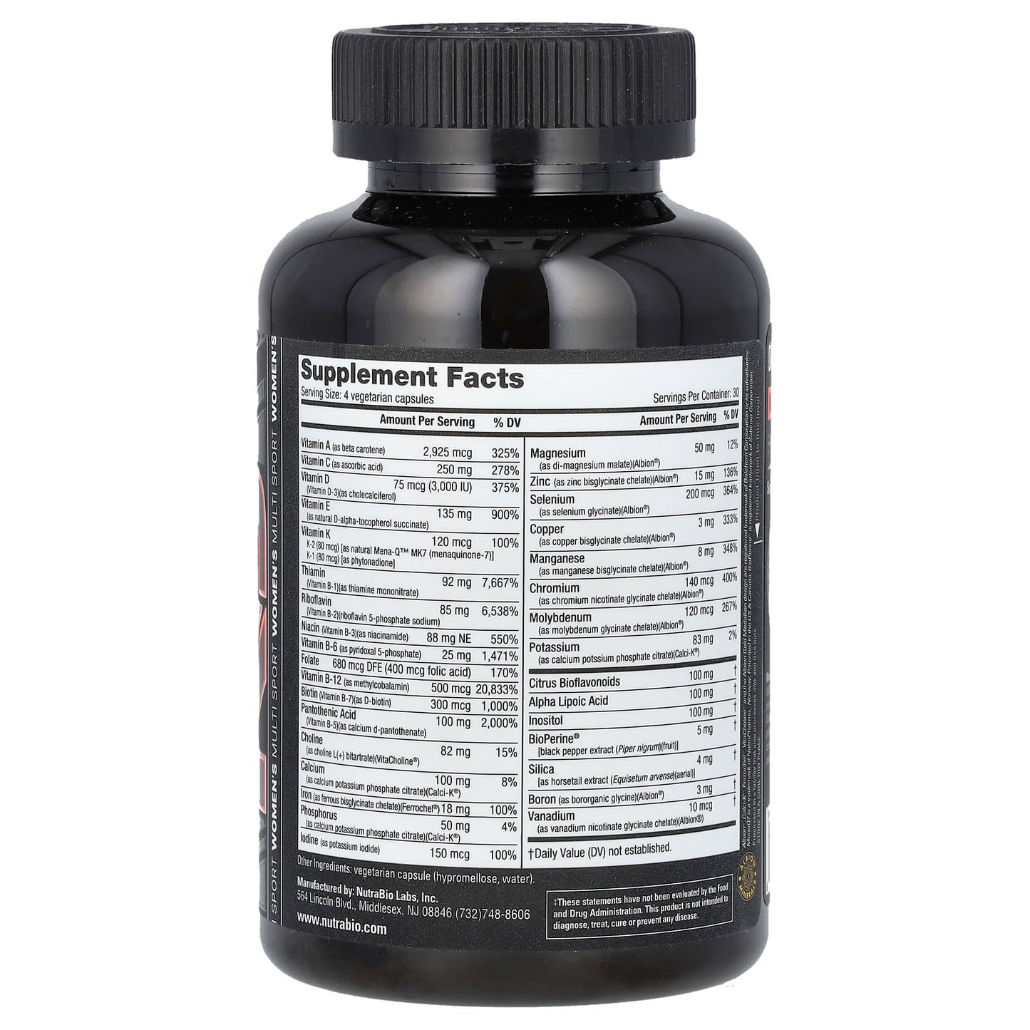 NutraBio, MultiSport Women's Daily, 120 Capsules - Image 2