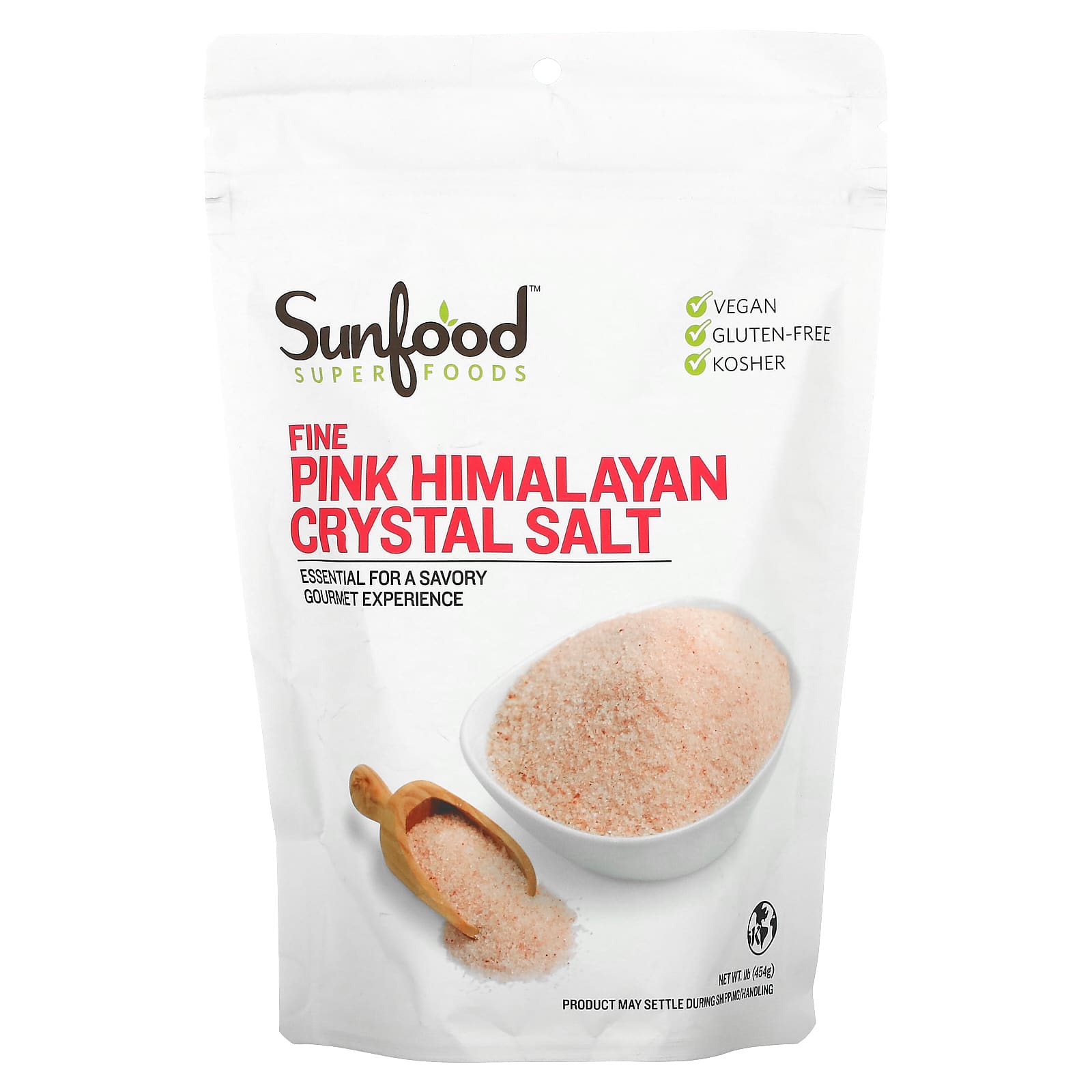 Sunfood, Fine Pink Himalayan Crystal Salt, 1 lb (454 g) - Image 1