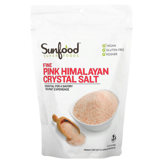 Sunfood, Fine Pink Himalayan Crystal Salt, 1 lb (454 g) - Image 1