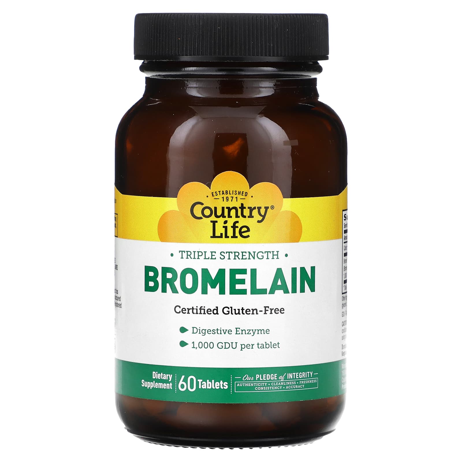 Country Life Triple Strength Bromelain 60 Tablets - Digestive Enzyme Supplement - Image 1