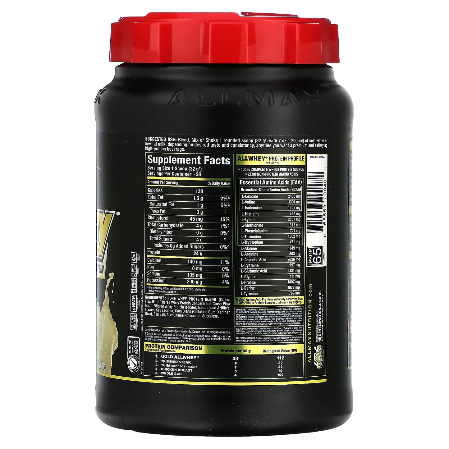 ALLMAX Gold AllWhey Premium Whey Protein - French Vanilla 2 lbs - Image 2