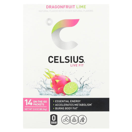 Celsius Dragonfruit Lime Energy Drink Mix, 14 Packets, 0.2 oz Each - Image 1