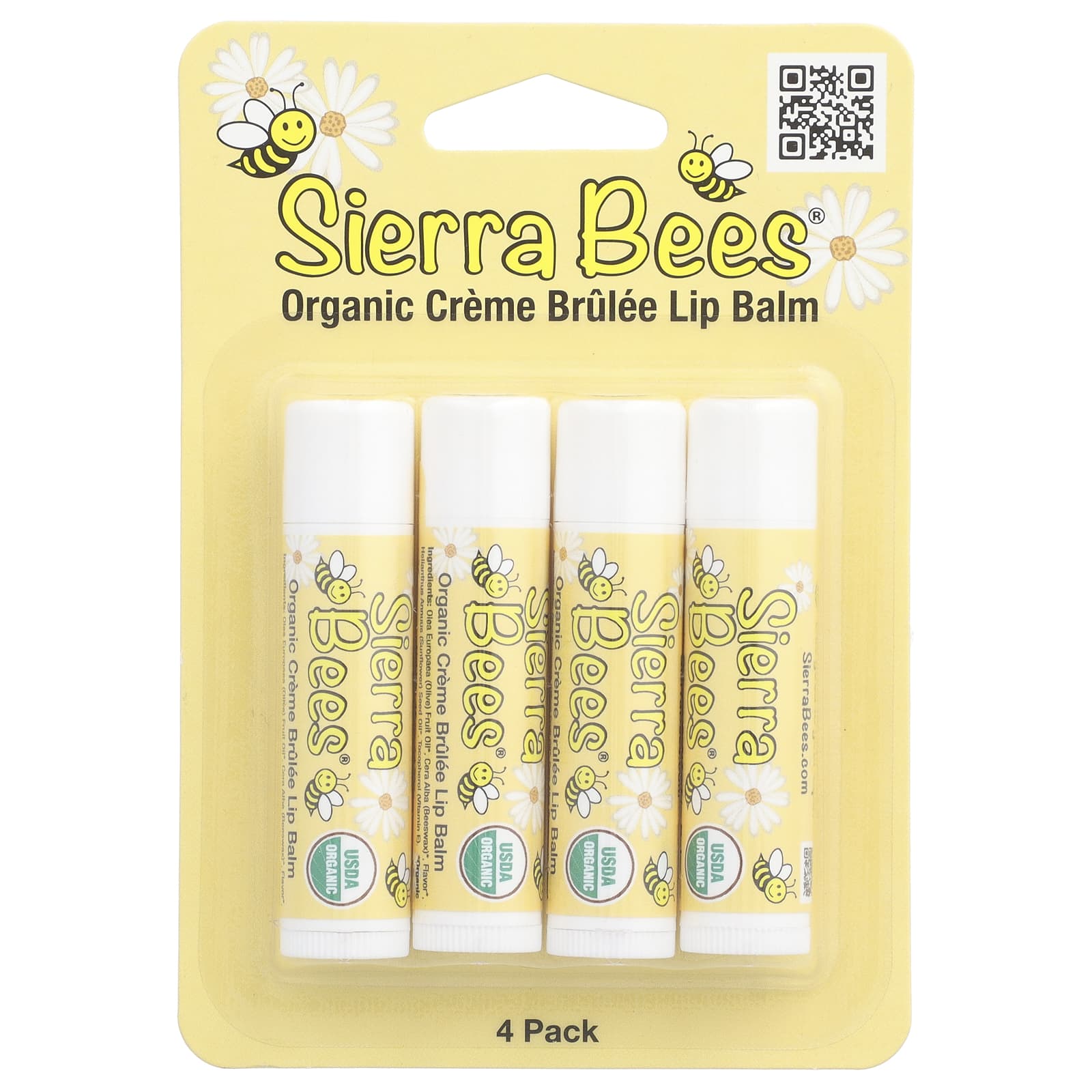 Organic Lip Balm by Sierra Bees - Creme Brulee (Vanilla) 4 Pack - Image 2