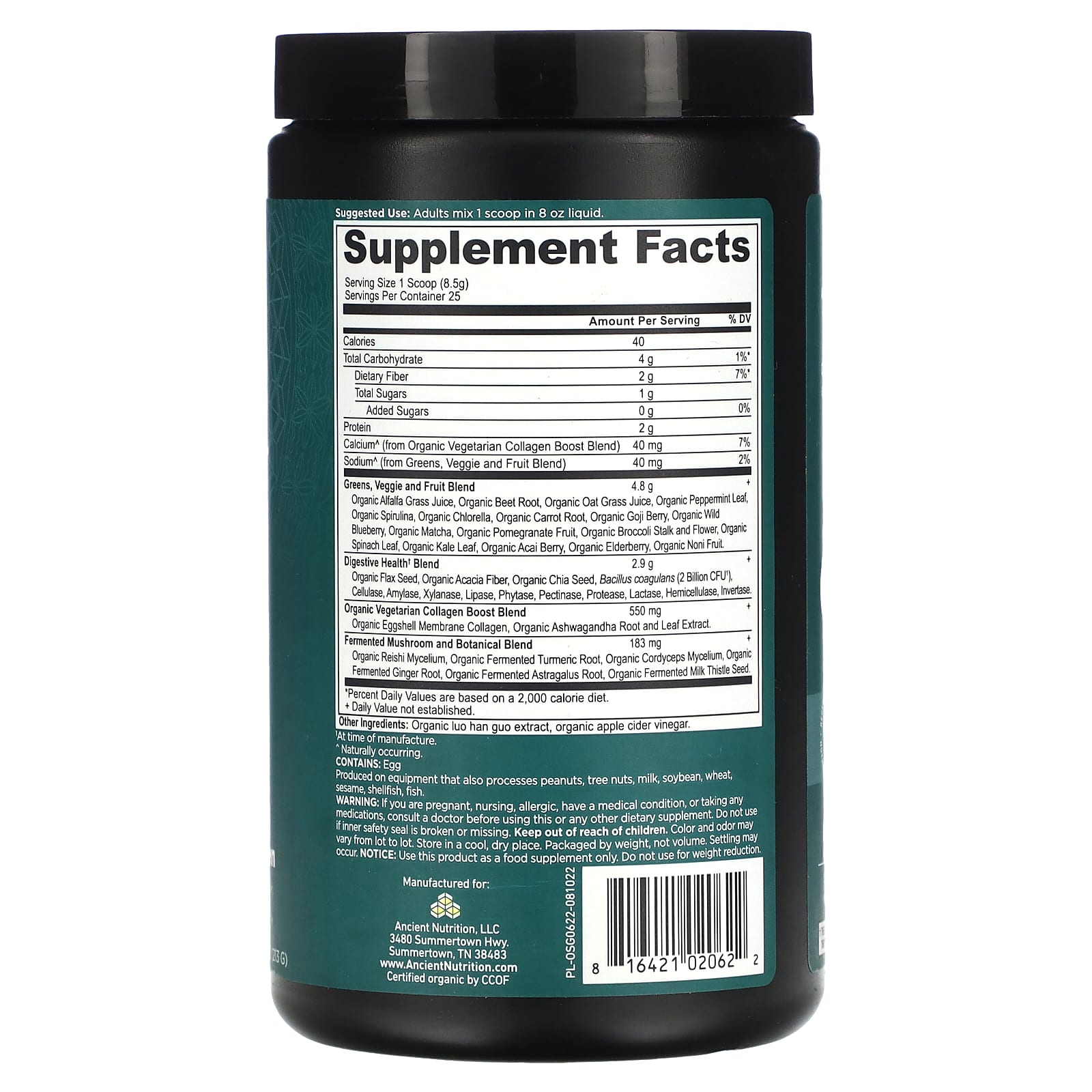 Transform Your Health with Ancient Nutrition Organic Super Greens + Collagen - Image 2
