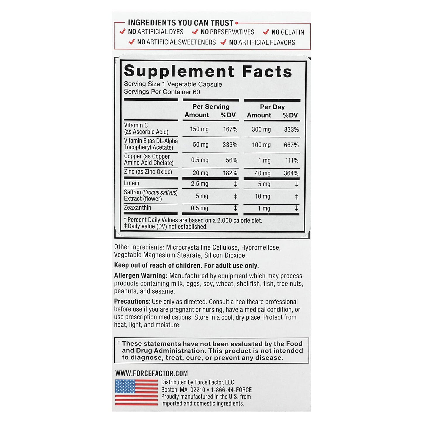 Force Factor Complete Eye Health Formula - 60 Veg Capsules - Image 2