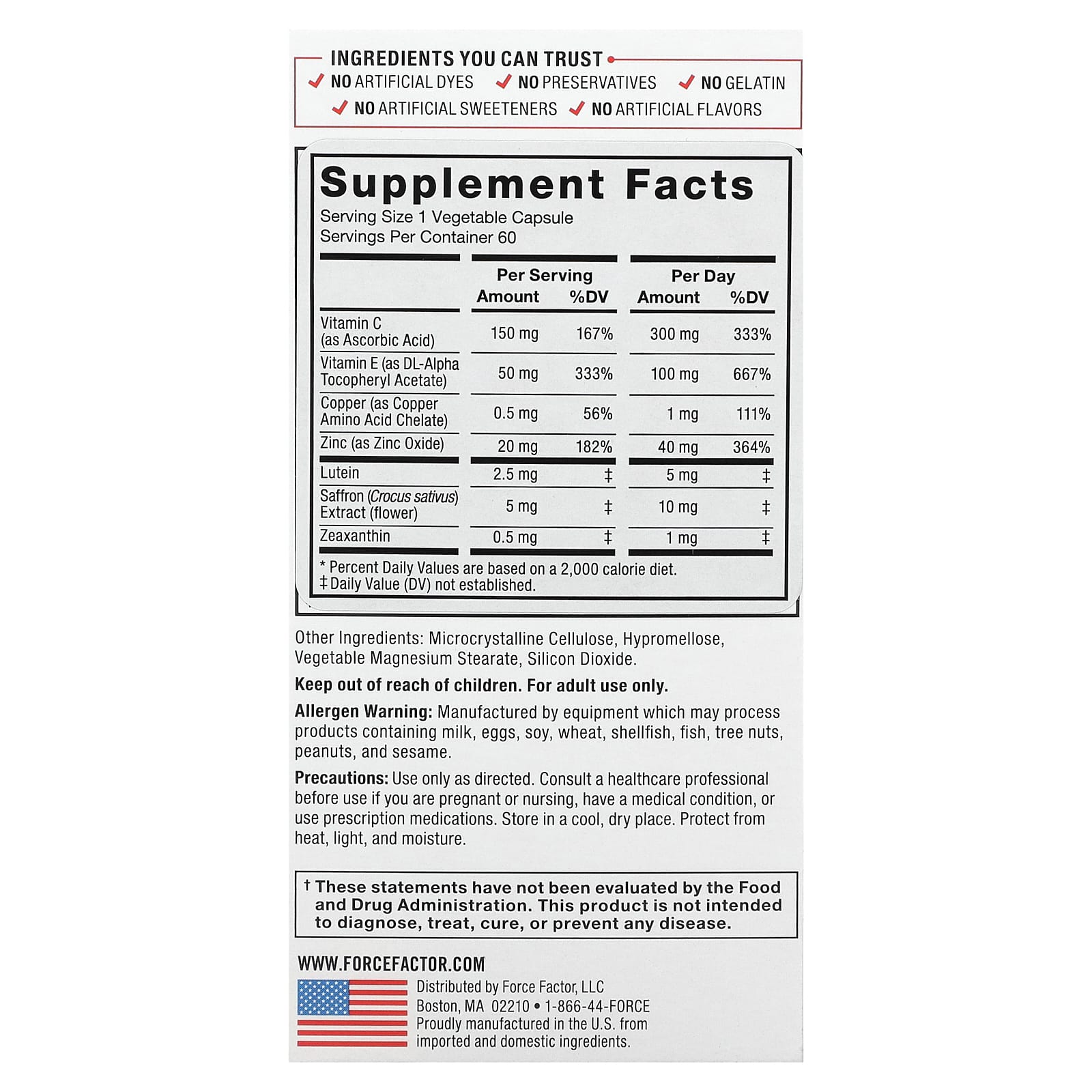 Force Factor Complete Eye Health Formula - 60 Veg Capsules - Image 2