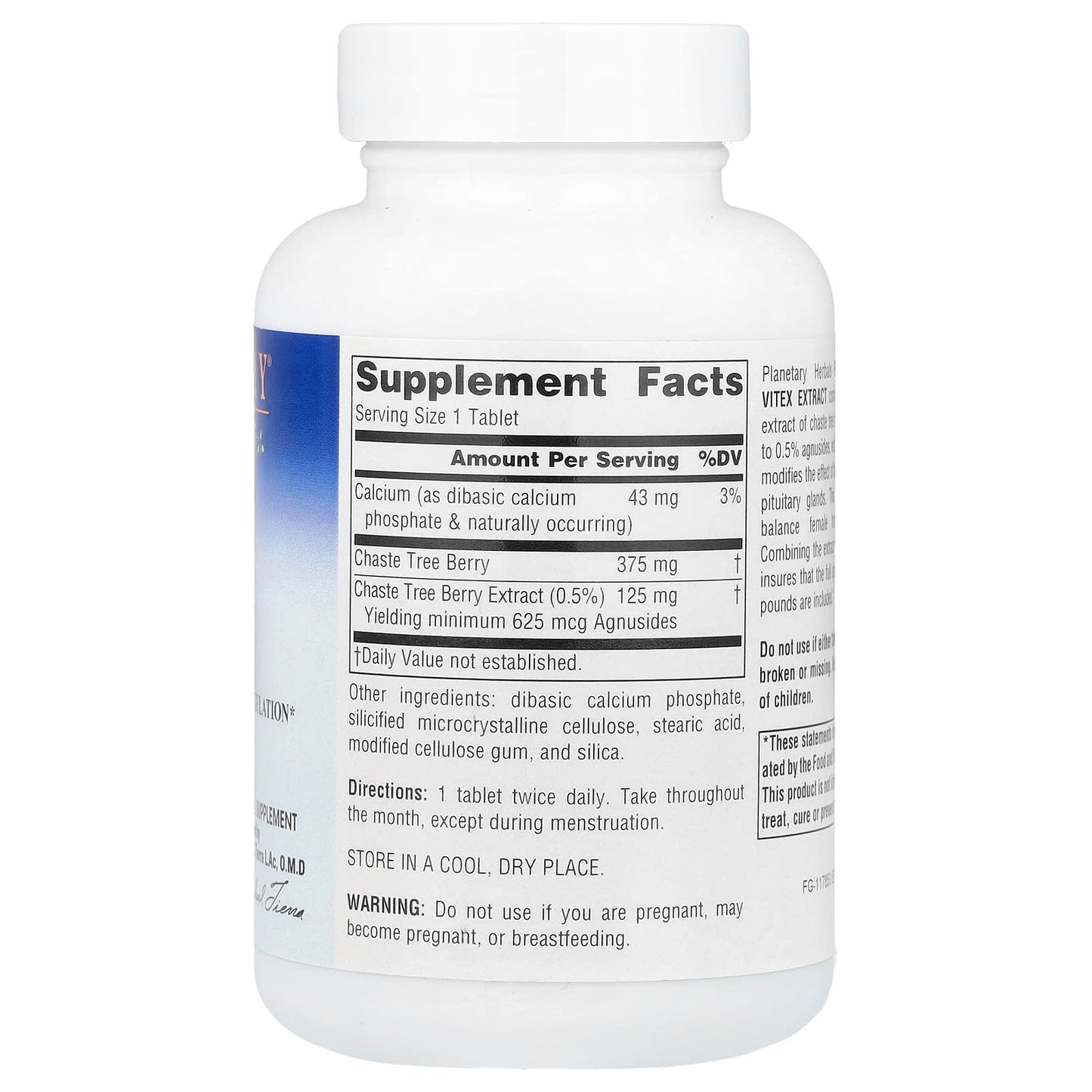 Planetary Herbals, Full Spectrum™ Vitex Extract, 500 mg, 120 Tablets - Image 2