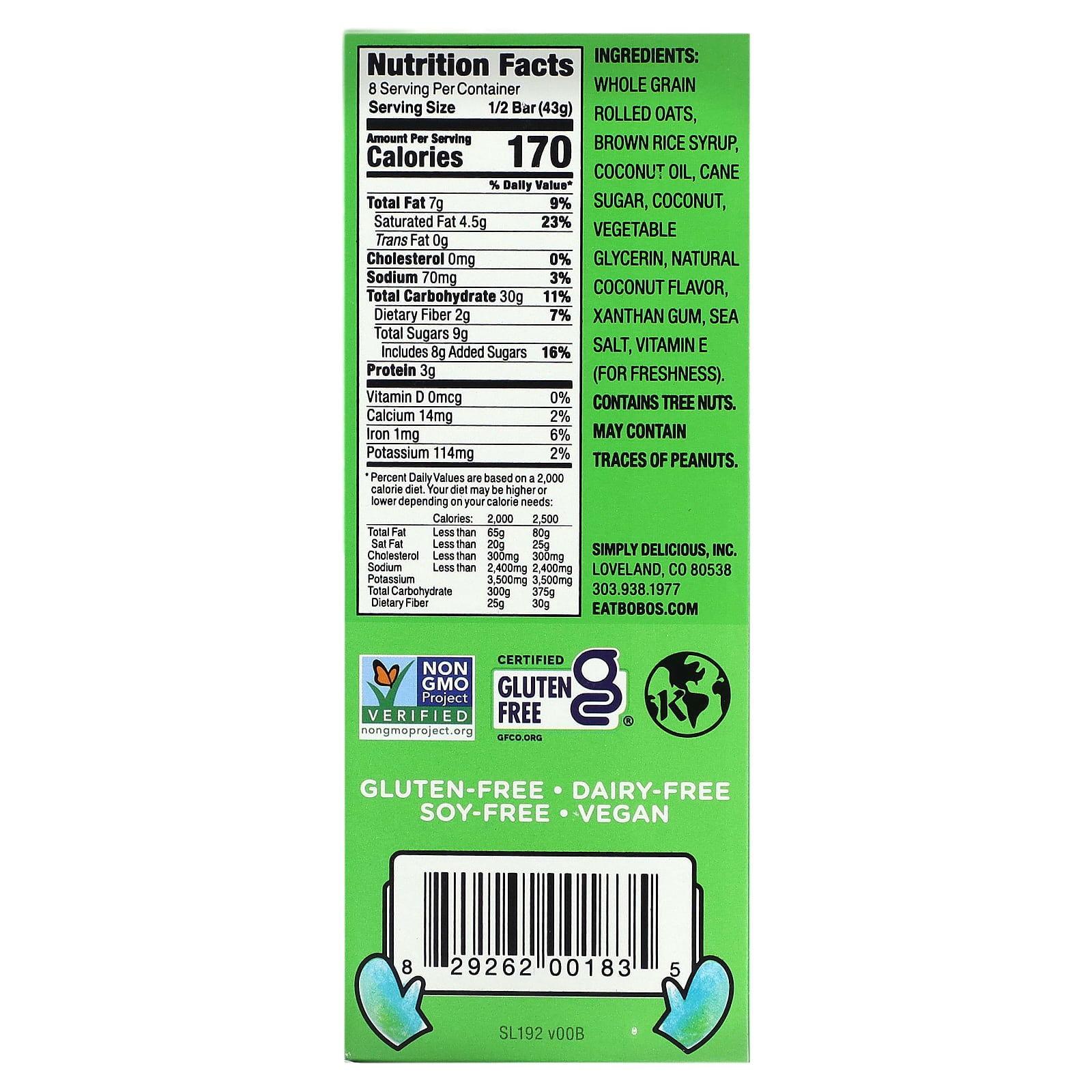 Bobo's Coconut Oat Bars, Vegan, Gluten-Free, 4 Bars, 3 oz Each - Image 2