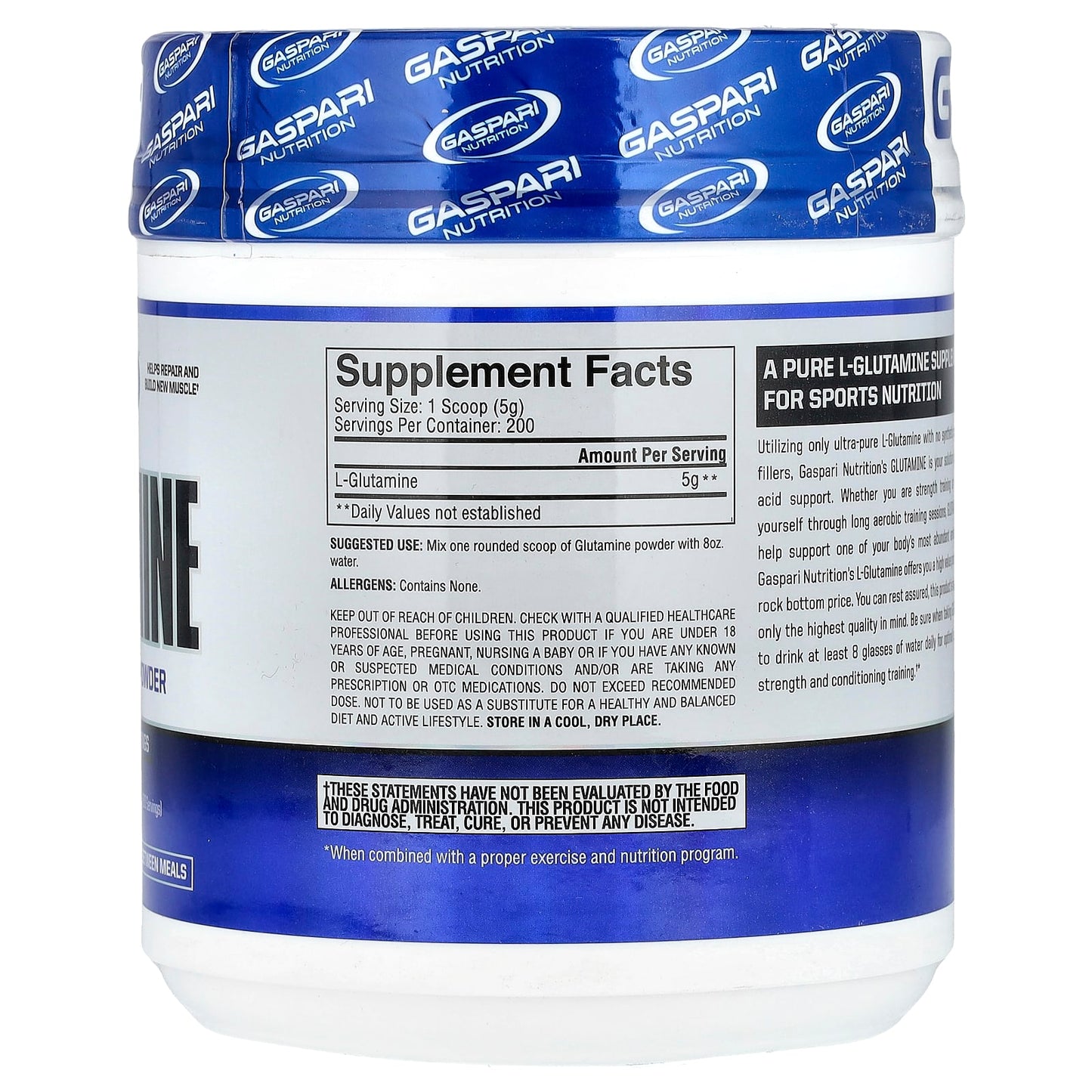 Boost Muscle Recovery with Gaspari Nutrition Unflavored Glutamine Powder - Image 2