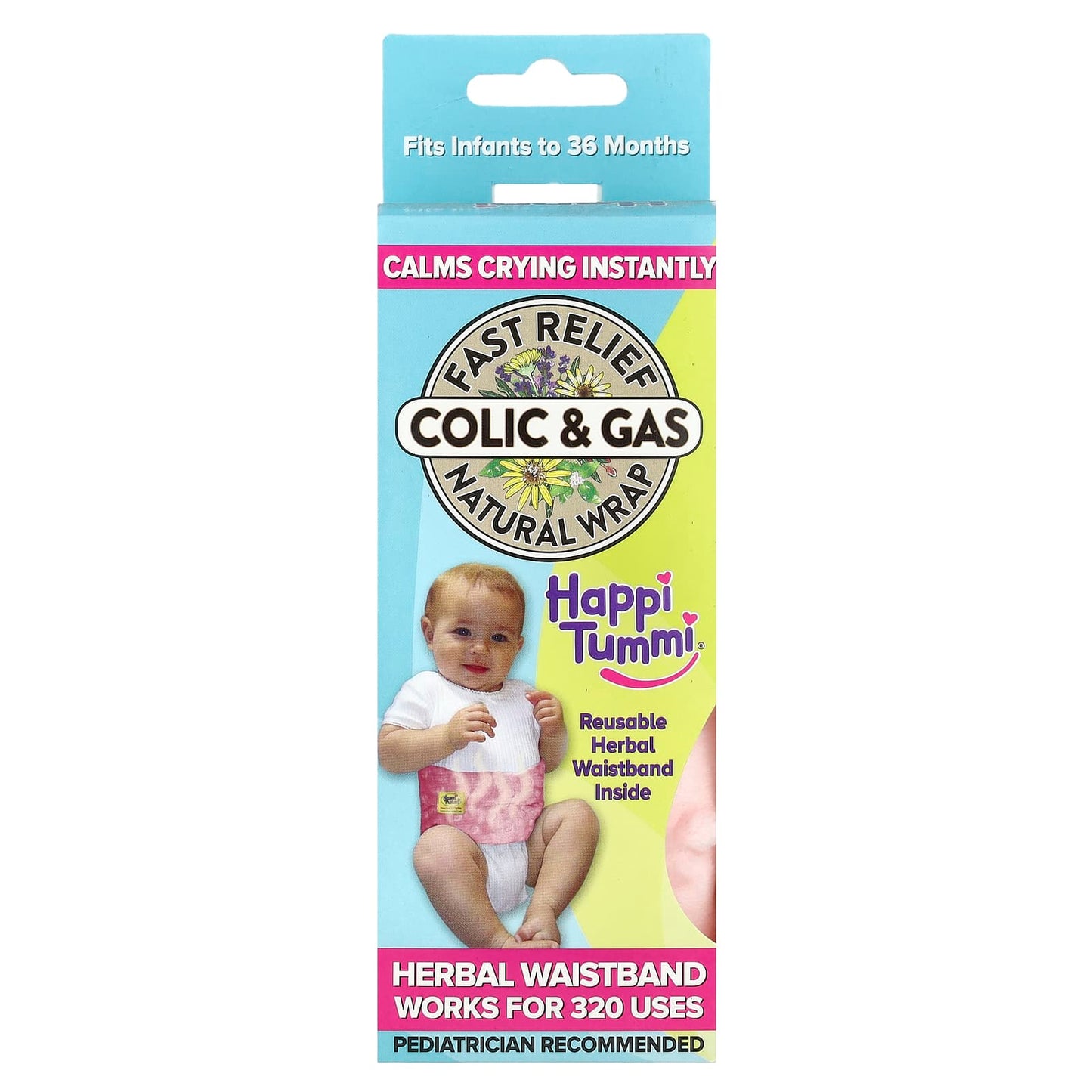 Happi Tummi Natural Colic Relief for Infants 0-36 Months, Soft Waistband & Herbal Pouch - Image 1