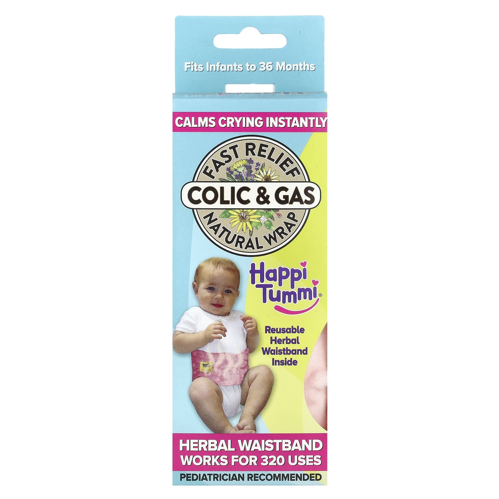 Happi Tummi Natural Colic Relief for Infants 0-36 Months, Soft Waistband & Herbal Pouch - Image 1
