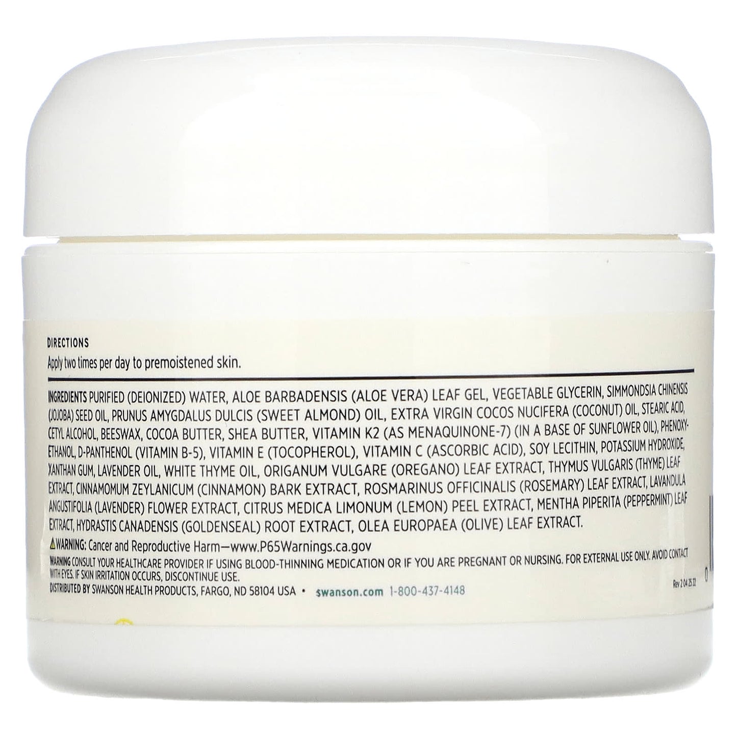Swanson, Vitamin K Cream with Menaquinone-7, 2 fl oz (59 ml) - Image 2