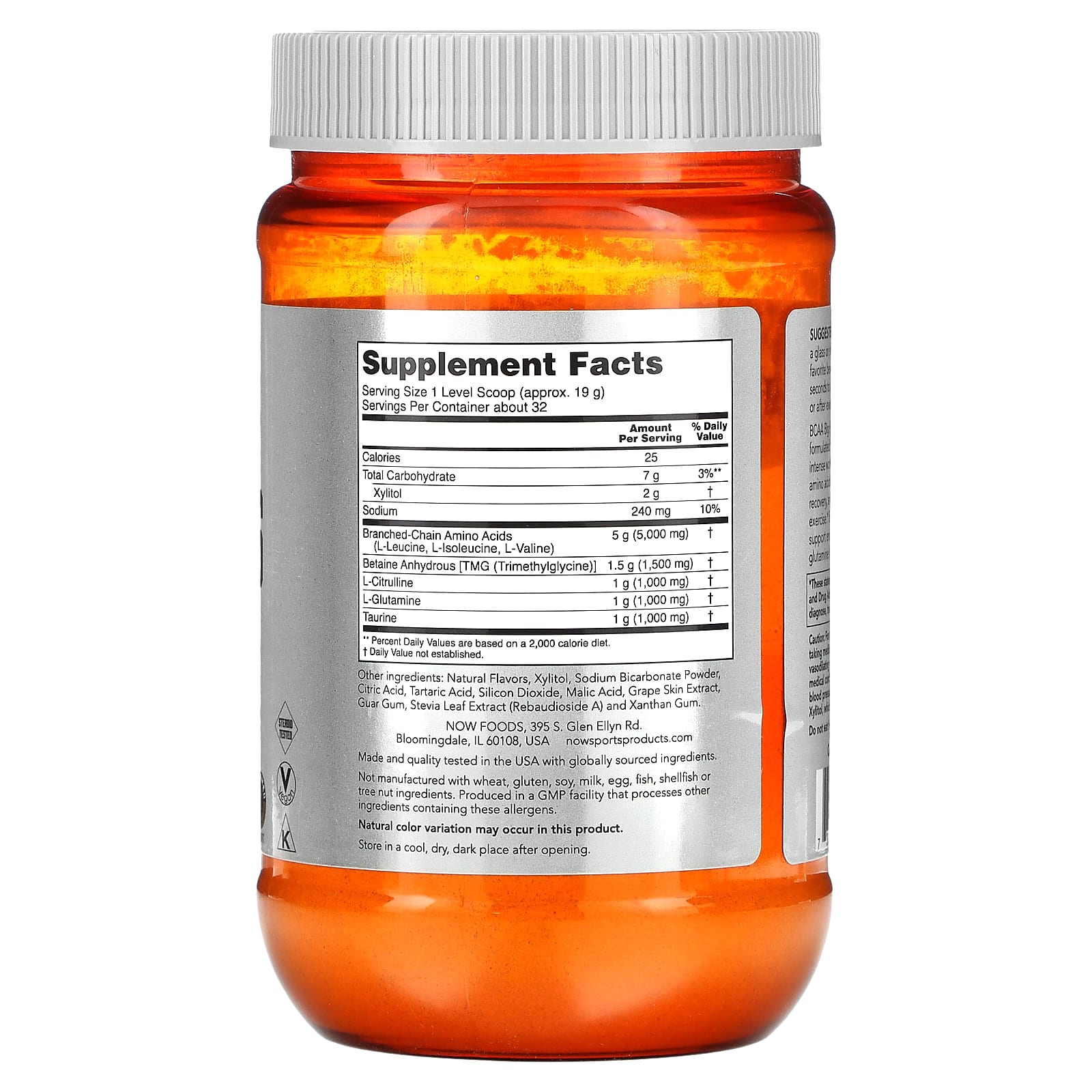 NOW Foods, Sports, BCAA Big 6, Natural Grape, 21.16 oz (600 g) - Image 2