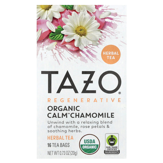 TAZO, Regenerative, Herbal Tea, Organic Calm Chamomile, Caffeine Free, 16 Tea Bags, 0.73 oz (20 g) - Image 1
