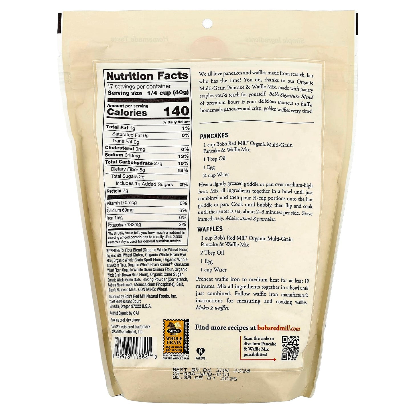 Organic Multi-Grain Pancake & Waffle Mix - USDA Certified by Bob's Red Mill - Image 2