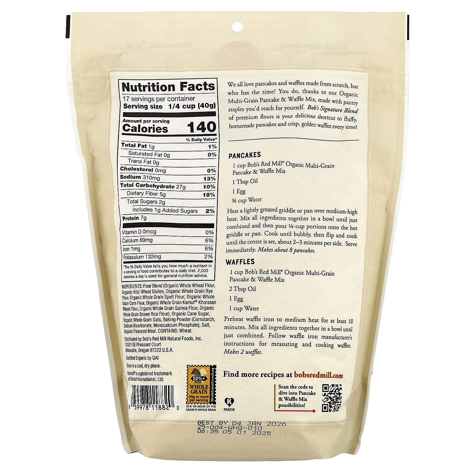 Organic Multi-Grain Pancake & Waffle Mix - USDA Certified by Bob's Red Mill - Image 2