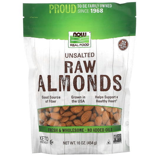 NOW Foods, Real Food, Raw Almonds, Unsalted, 16 oz (454 g) - Image 1