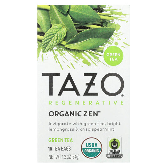 TAZO, Regenerative, Green Tea, Organic Zen, 16 Tea Bags, 1.2 oz (34 g) - Image 1