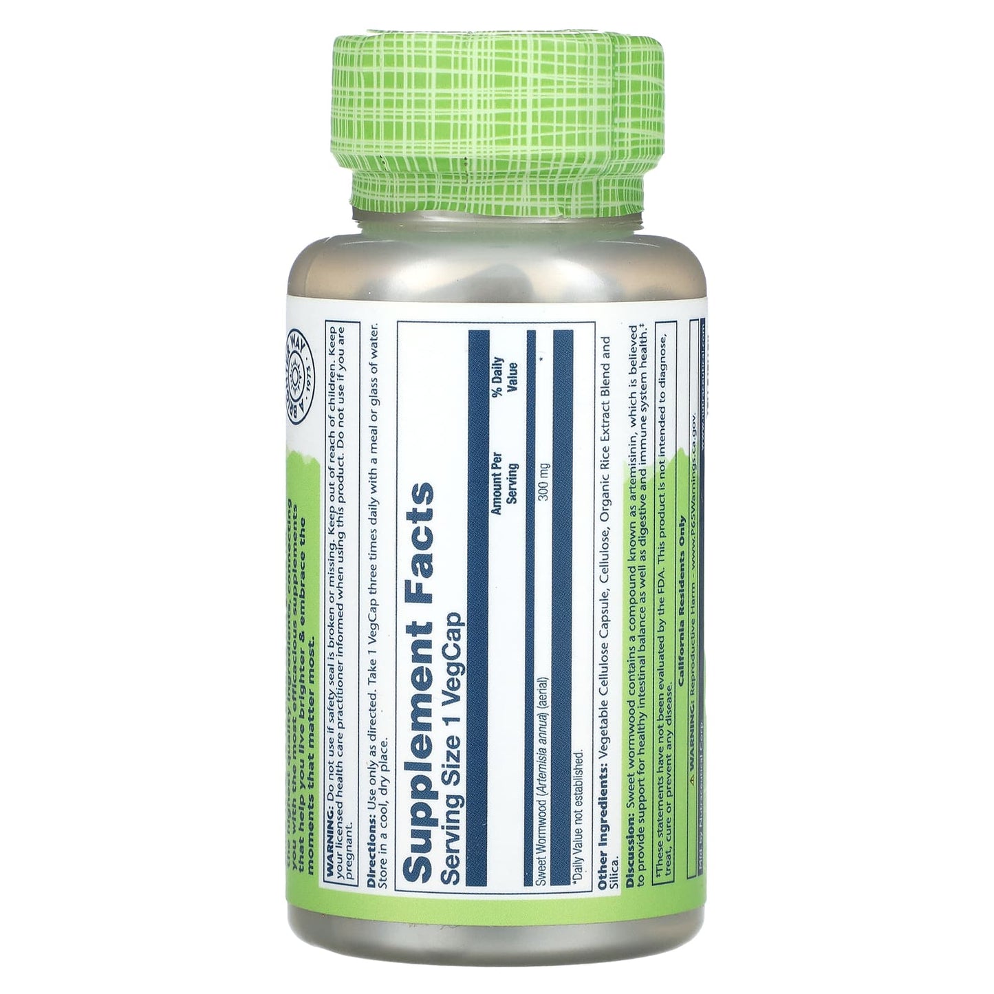 Solaray, Sweet Wormwood, 300 mg, 100 VegCaps - Image 2