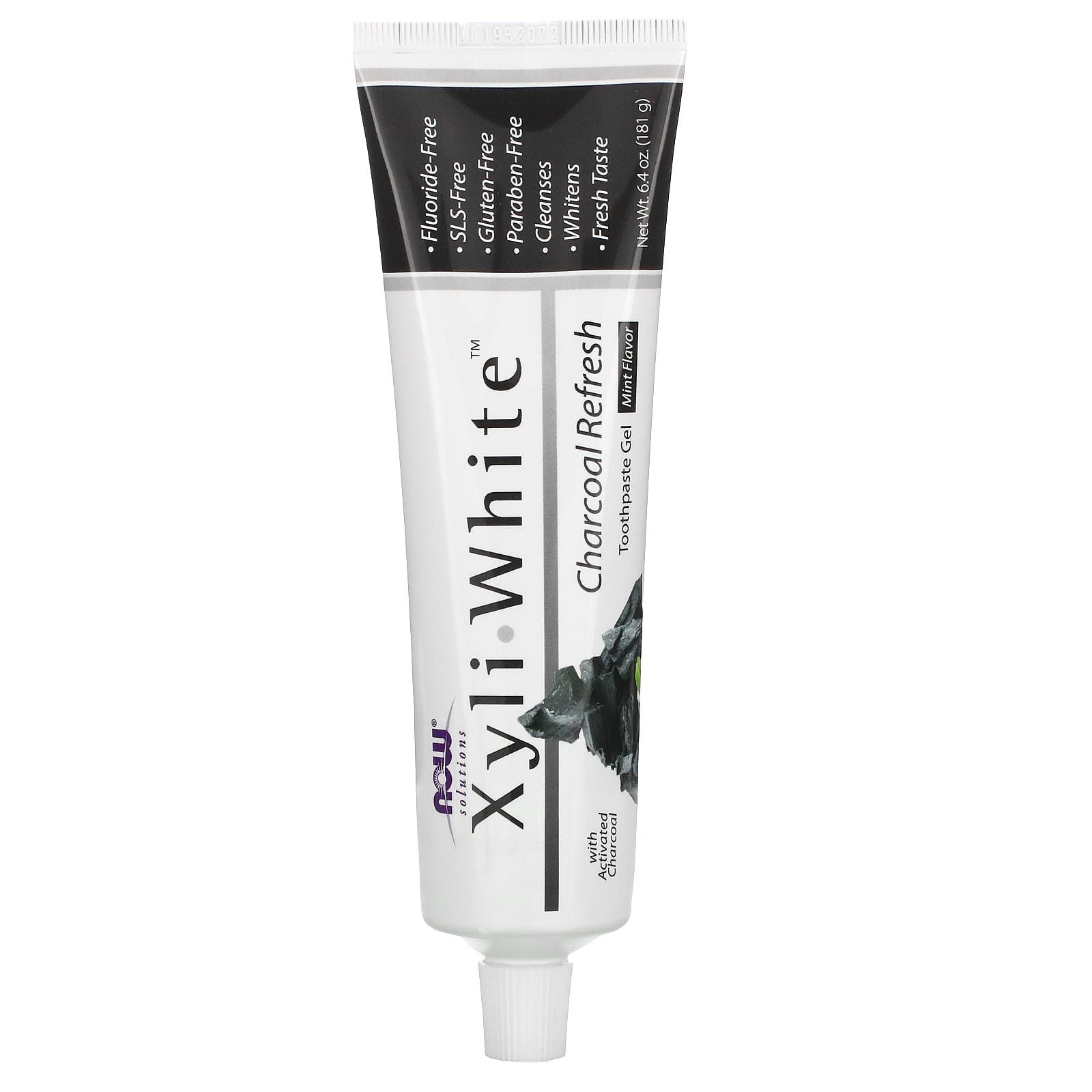 NOW Foods, Solutions, XyliWhite, Charcoal Refresh, Toothpaste Gel, Mint, 6.4 oz (181 g) - Image 1