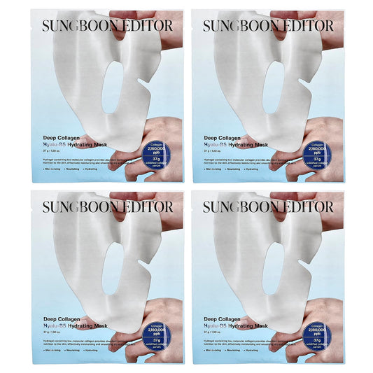 Sungboon Editor, Deep Collagen Hyalu-B5 Hydrating Beauty Mask , 4 Pack, 1.30 oz (37 g) Each - Image 1