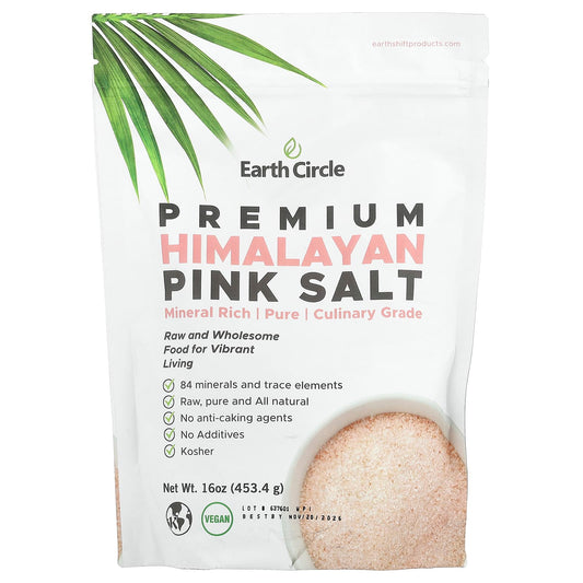 Himalayan Pink Salt, 16 oz - Pure, Unrefined, 84 Minerals - Earth Circle Organics - Image 1