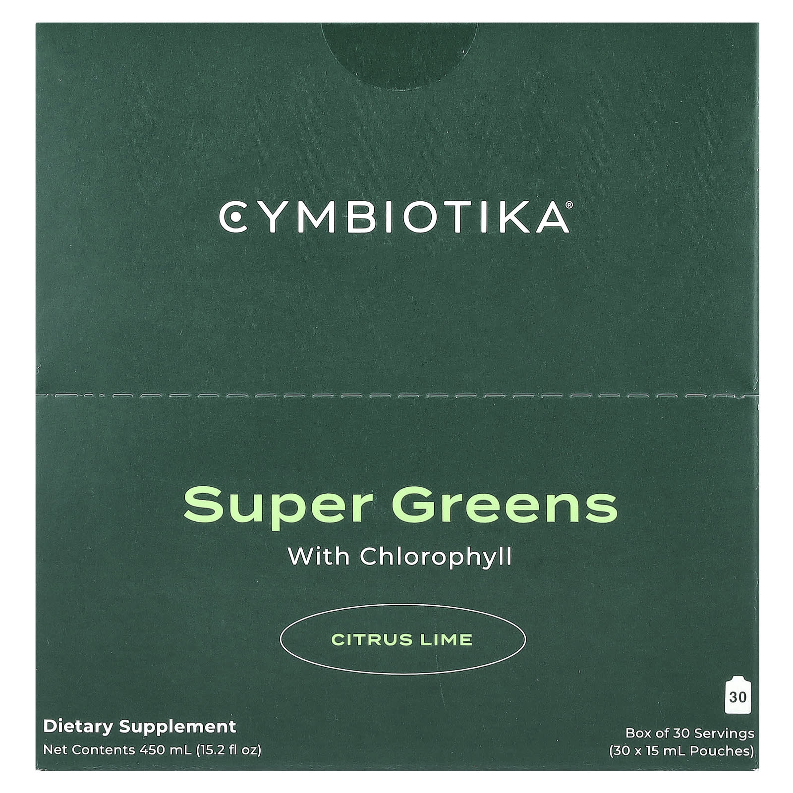 Cymbiotika Super Greens with Chlorophyll, 30 Pouches, 15ml Each - Image 1