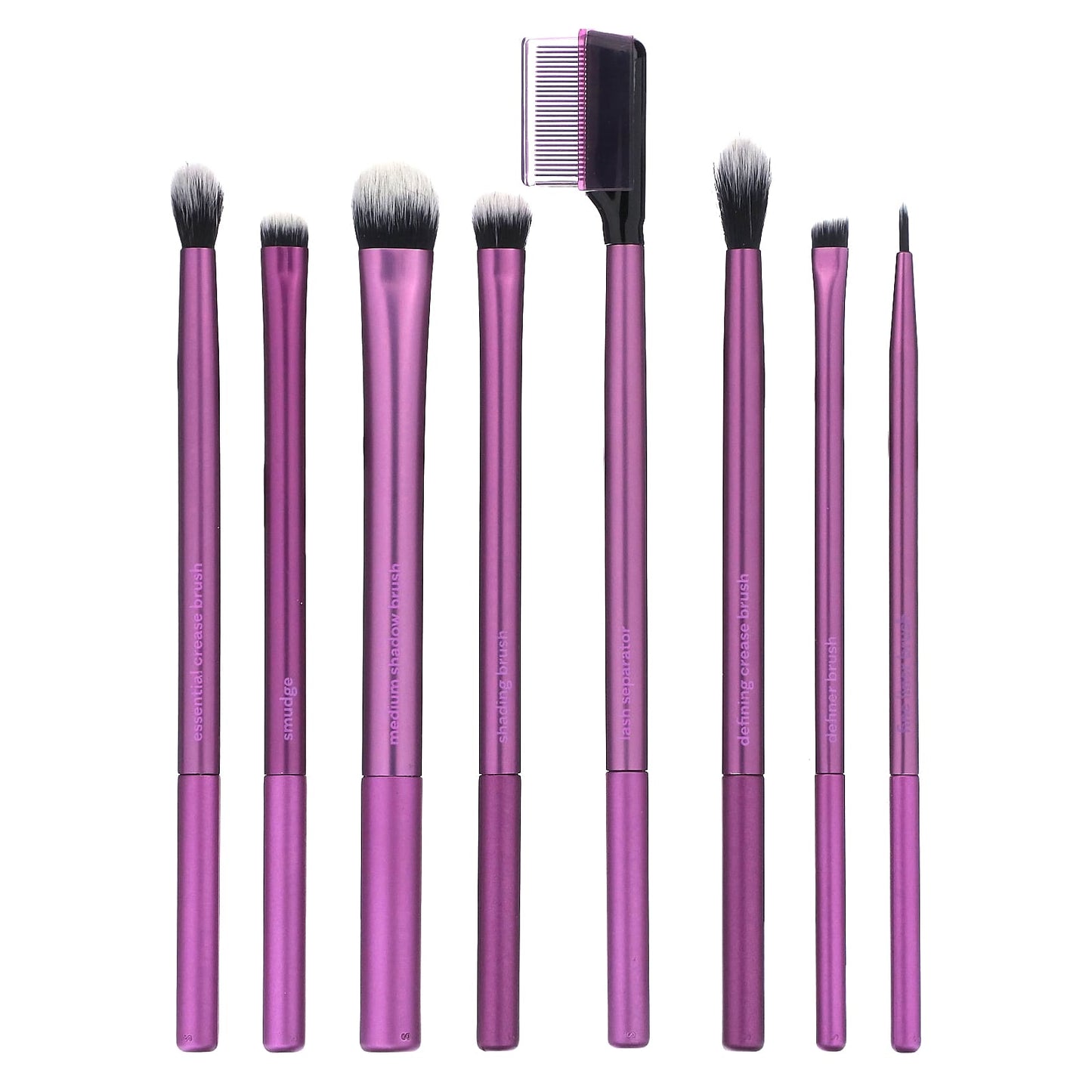 Real Techniques, Everyday Eye Essentials, For Shadow + Eyeliner + Mascara, 8 Brushes - Image 1